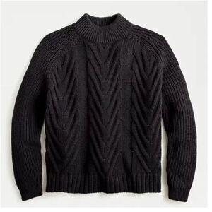 NWT J. Crew Cable Knit Mockneck Sweater in Black